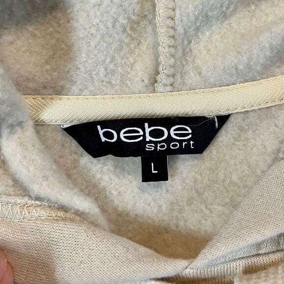 Bebe Sport Cream Hoodie Rainbow Sequins Size Large - Picture 8 of 11